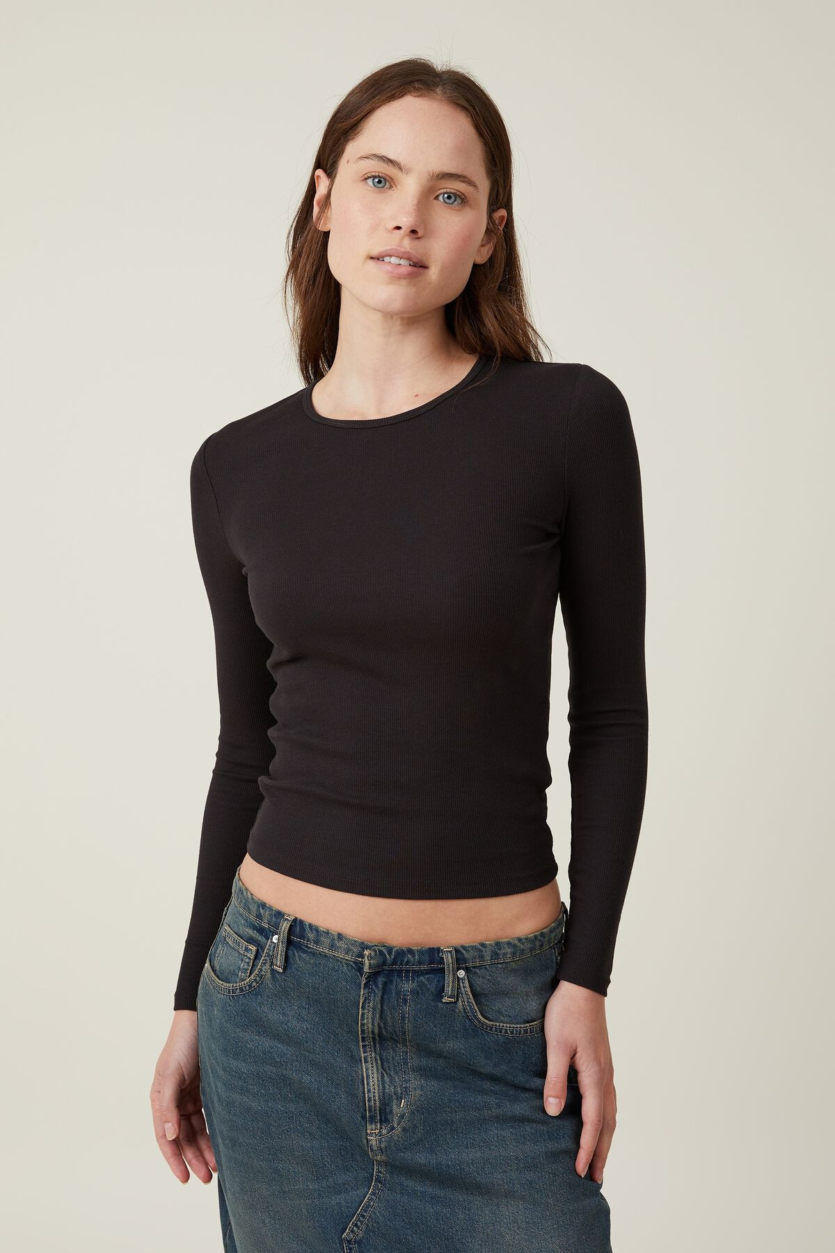 The One Organic Rib Crew Long Sleeve Top | Cotton On (ANZ)