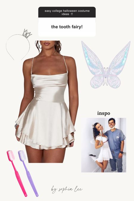 I love this tooth fairy costume as a cheap Halloween costume idea! #HalloweenCostume #HalloweenCostumeIdea
