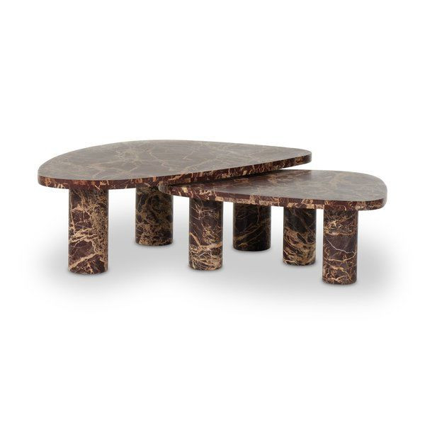 Zion Merlot Marble Coffee Table Set | Scout & Nimble