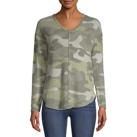 Women's Camo Print Long Sleeve Tee | Walmart (US)