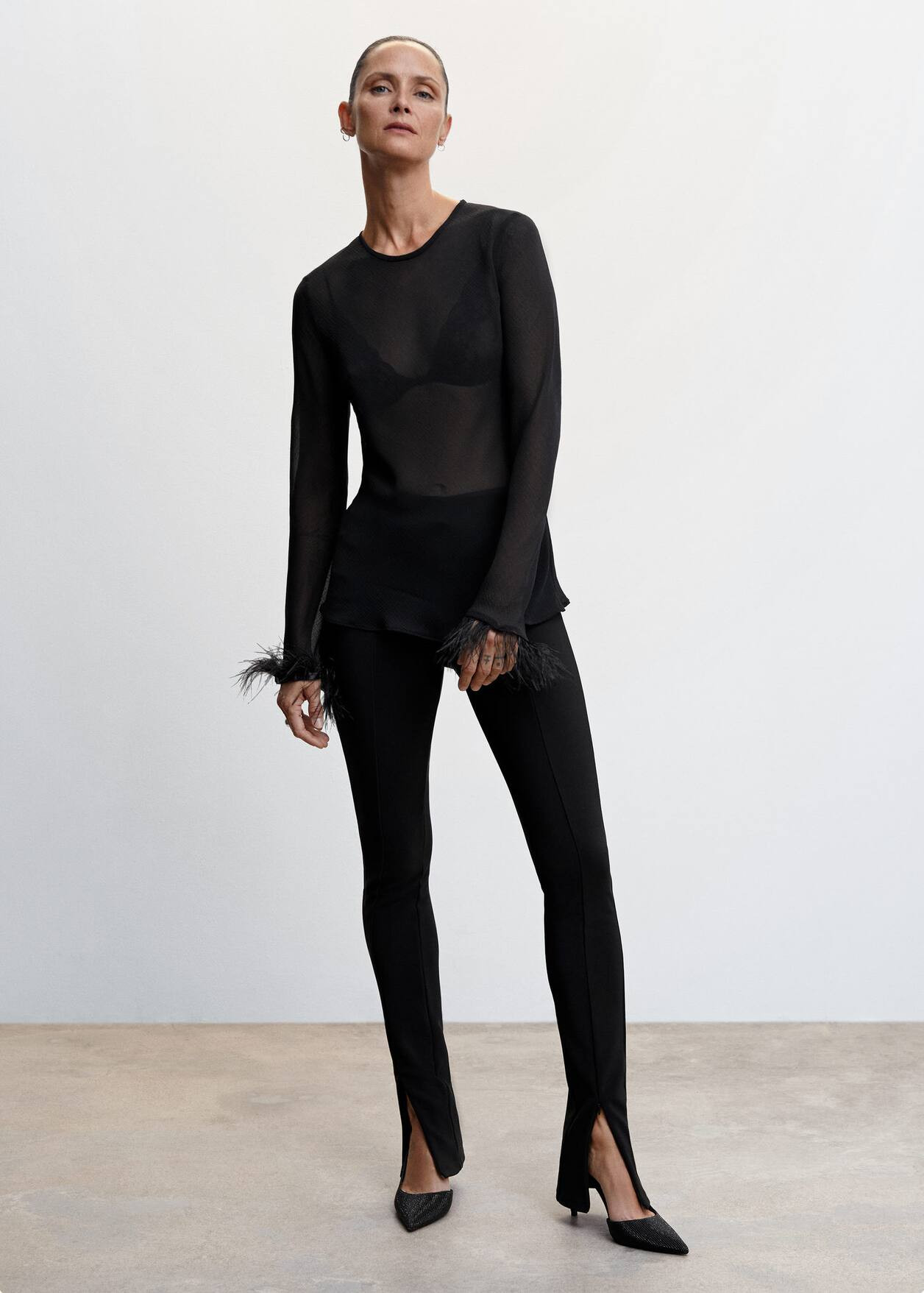 Feather detail blouse -  Women | Mango United Kingdom | MANGO (UK)