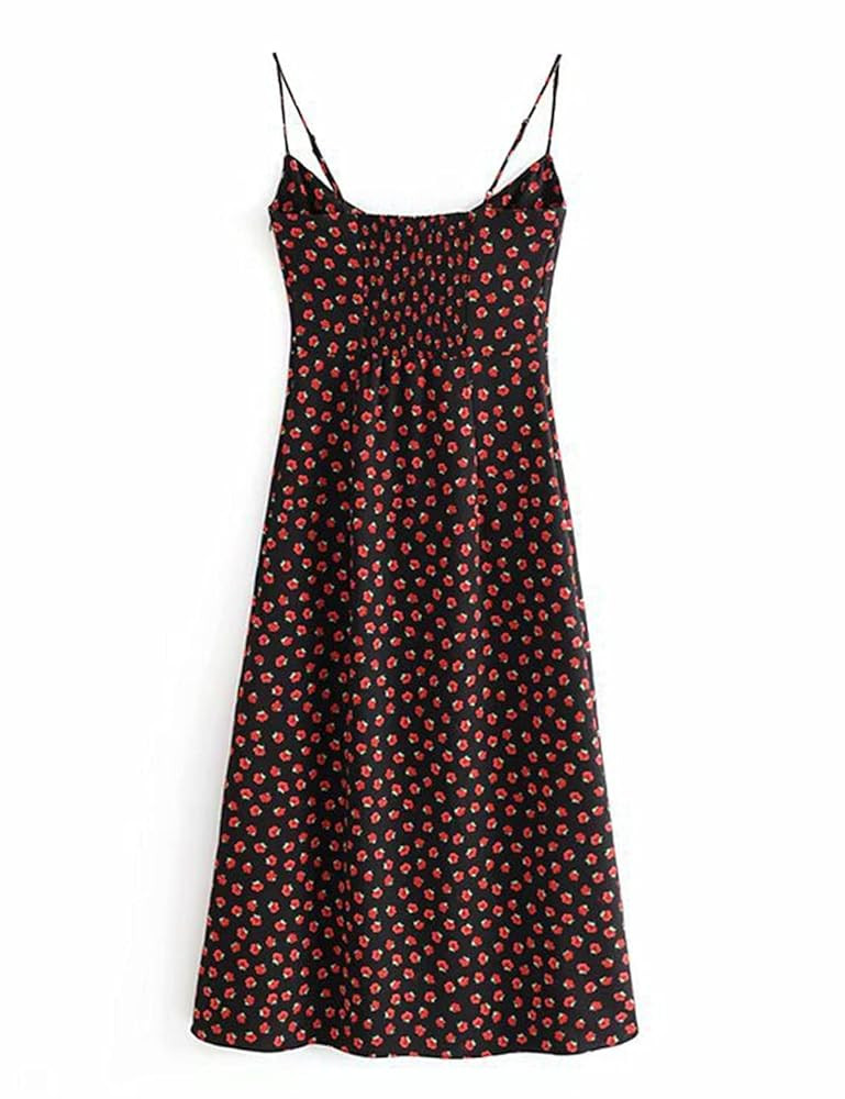 Omoone Womens Floral Dress Low-Cut Square Neck Spaghetti Strap Tie Bodycorn 90s Y2k Sun Dresses | Amazon (US)