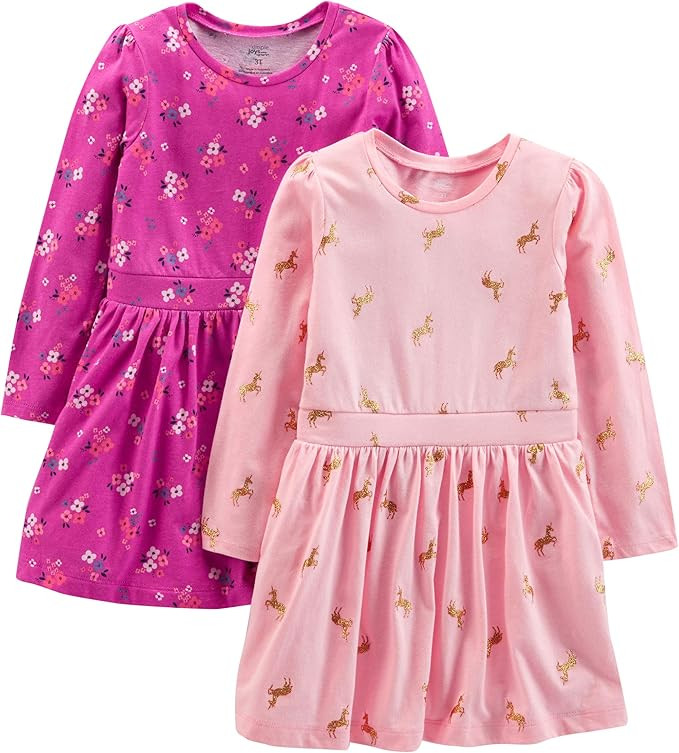 Simple Joys by Carter's Toddlers and Baby Girls' Long-Sleeve Dress Set, Pack of 2 | Amazon (US)