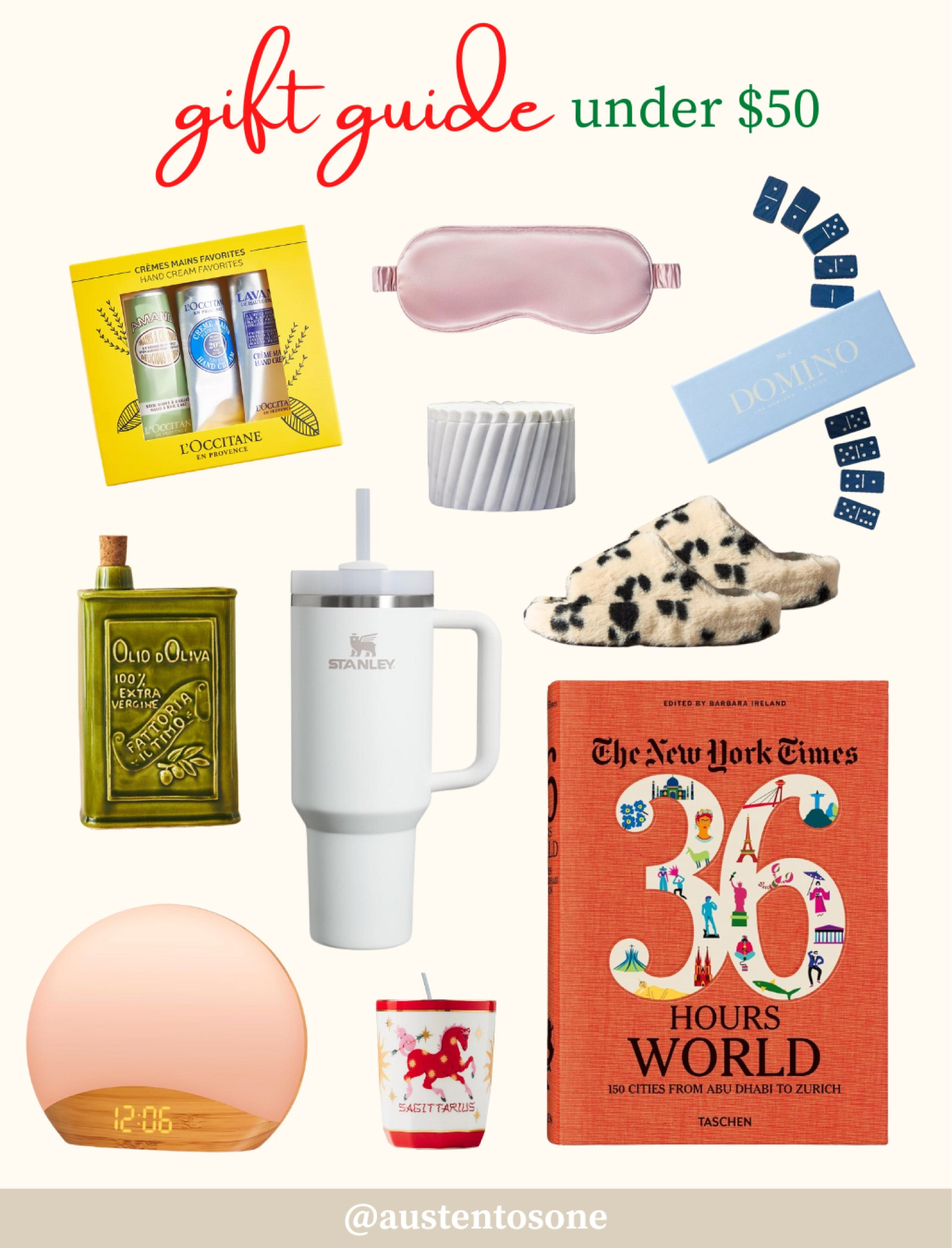 Another great gift guide under $50 featuring universally beloved gifts like a silk sleep mask, a Stanley tumbler hand cream and games!

#LTKSeasonal #LTKHoliday #LTKGiftGuide