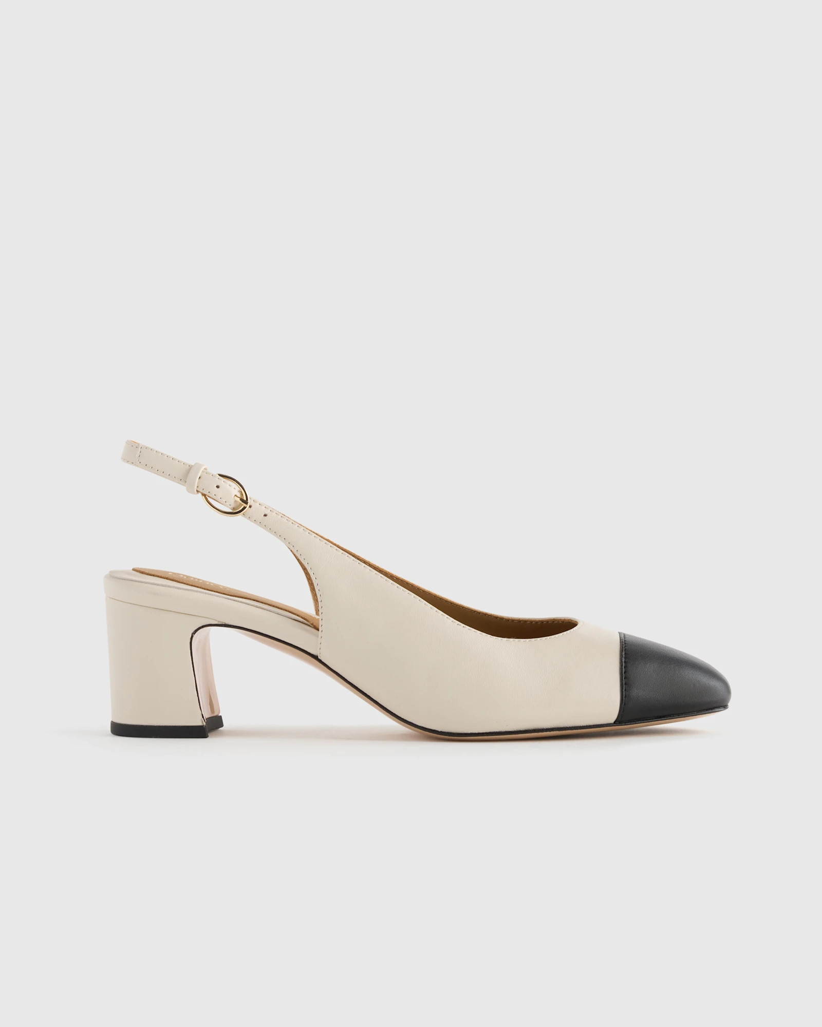Italian Leather Cap Toe Slingback in Bone | Quince