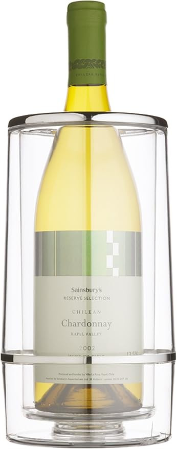 BarCraft KCBCWCOOL Insulated Single Bottle Wine Cooler, Acrylic, Clear/Steel, 12 x 12 x 23 cm | Amazon (UK)