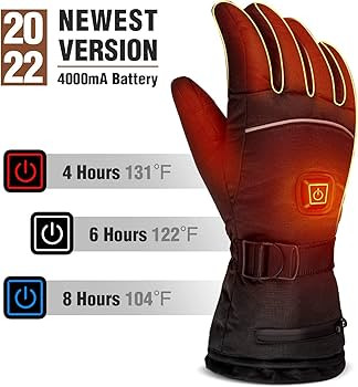 Heated Gloves 8H Working Hours Rechargeable Lithium Battery 3 Temperature Settings Electric Heat ... | Amazon (US)