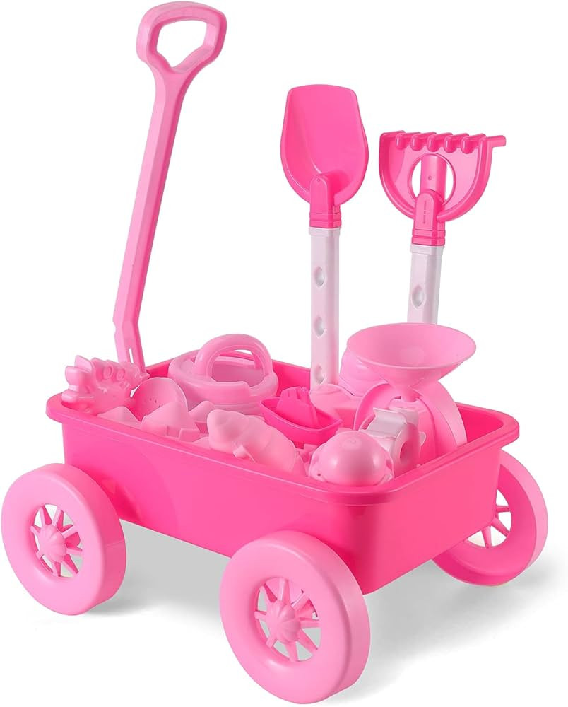 Liberty Imports Pink Princess Beach Wagon Toy Set for Kids with Castle Molds, Sand Wheel, Water P... | Amazon (US)