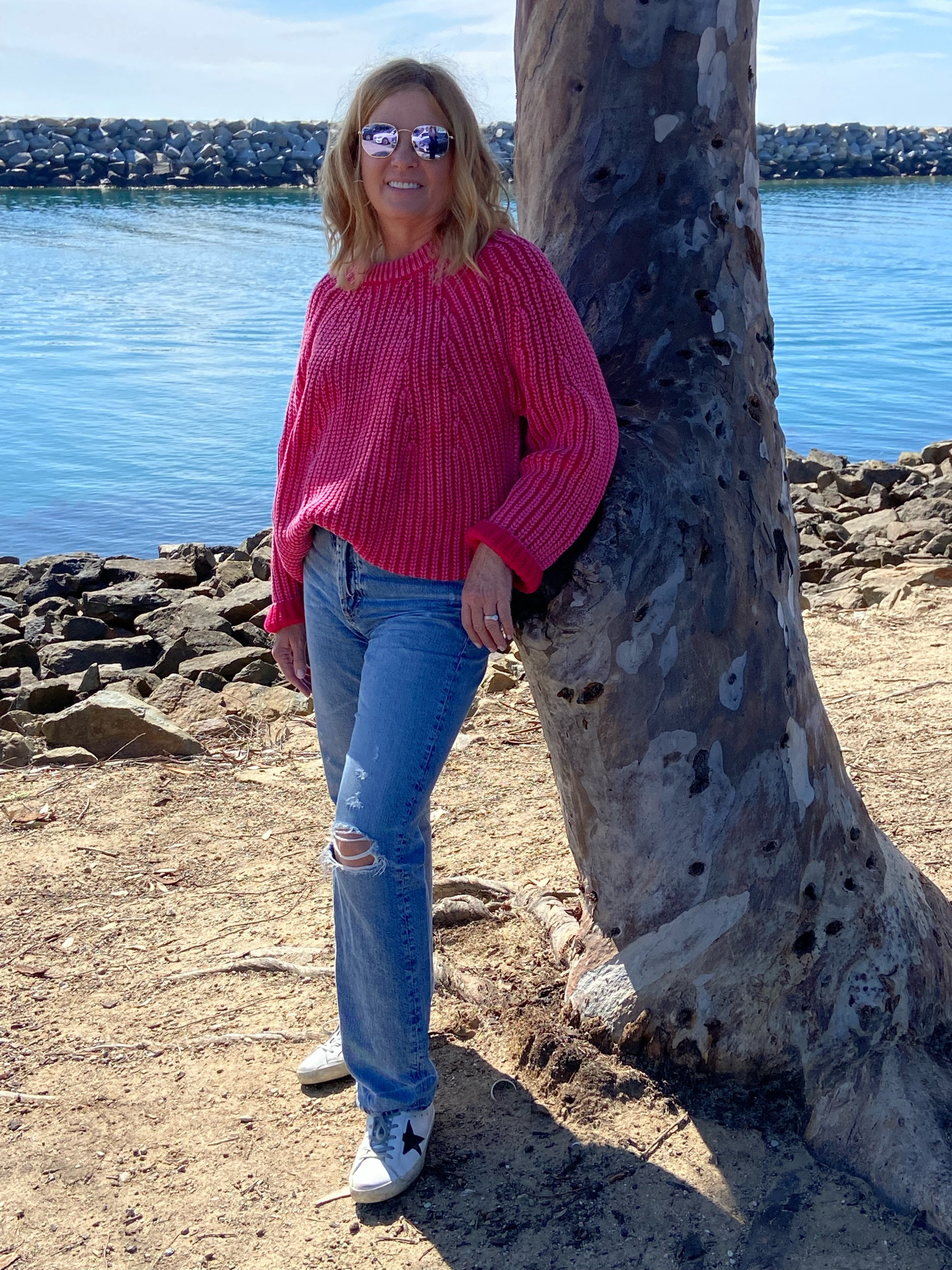 Sweater crush! 💕 looove the rose color and reverse wash that gives a beach wash look. It’s oversized and comfy, lije wearing a soft blanket. Size down for a more fitted look. I didn’t, bc I wanted a more Staley look. Style with light wash jeans, shorts or white denim.💕

#LTKSeasonal #LTKstyletip