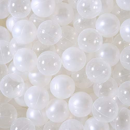 PlayMaty Ball Pit Balls - 2.16inches Phthalate&BPA Free Plastic Ocean Pearl White and Transparent... | Amazon (US)