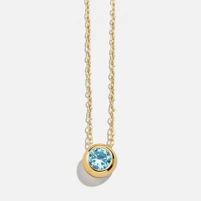 18K Gold Birthstone Pendant Necklace - Aquamarine | BaubleBar