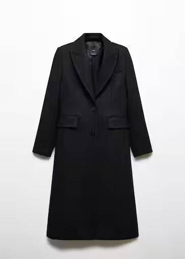 Wool coat with embossed lapels -  Women | Mango United Kingdom | MANGO (UK)