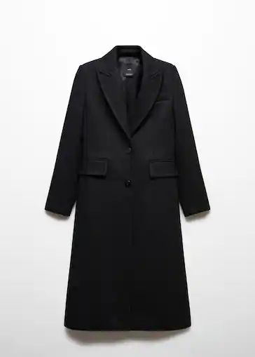 Wool coat with embossed lapels -  Women | Mango United Kingdom | MANGO (UK)