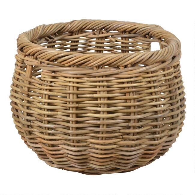 Round Gray Kubu Brenna Basket | World Market