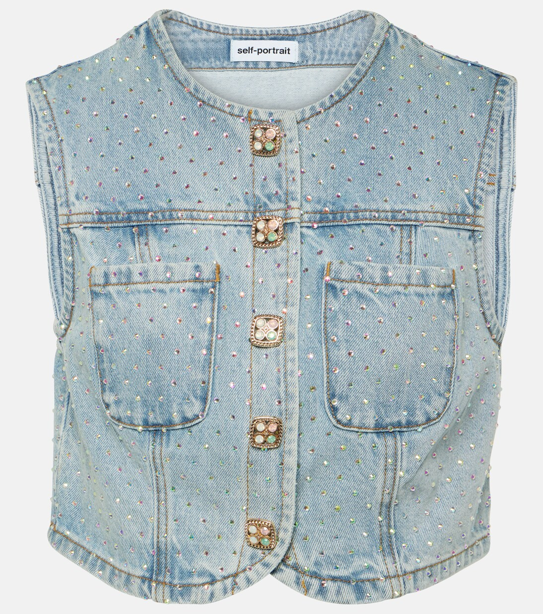 Embellished denim crop top | Mytheresa (US/CA)