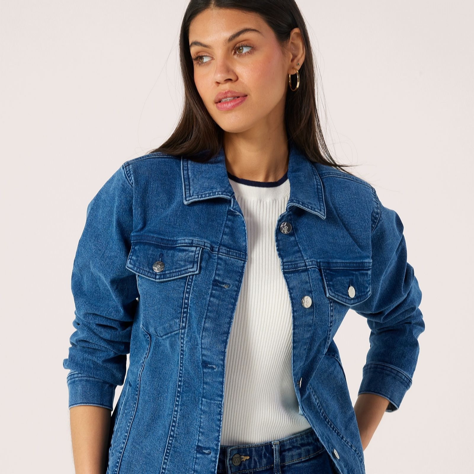 Denim & Co. Denim Jacket With Star Button | QVC UK