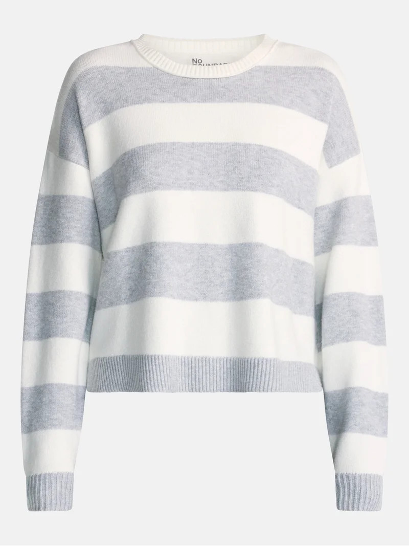 No Boundaries Essential Crewneck Sweater, Lightweight, Women's and Women's Plus XXS-4X | Walmart (US)