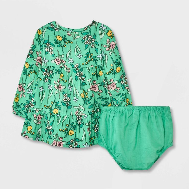 Baby Girls' Printed Long Sleeve Dress - Cat & Jack™ Green | Target