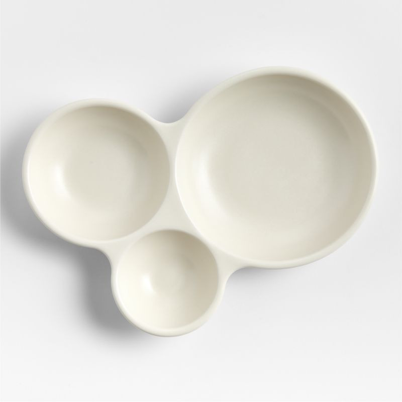 Mezze Ceramic Tapas 3-Part Ceramic Server + Reviews | Crate & Barrel | Crate & Barrel