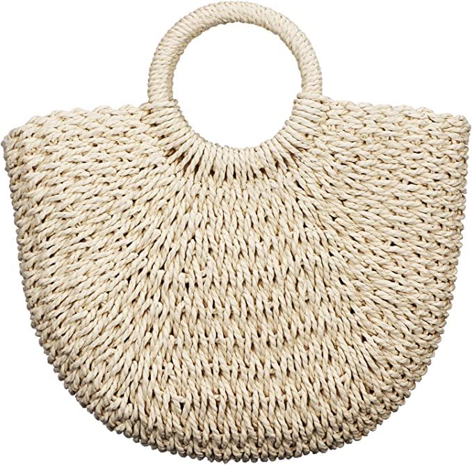 Frienda Straw Tote Bag Summer Beach Bag Handmade Straw Rattan Woven Handbag for Women Travel | Amazon (US)