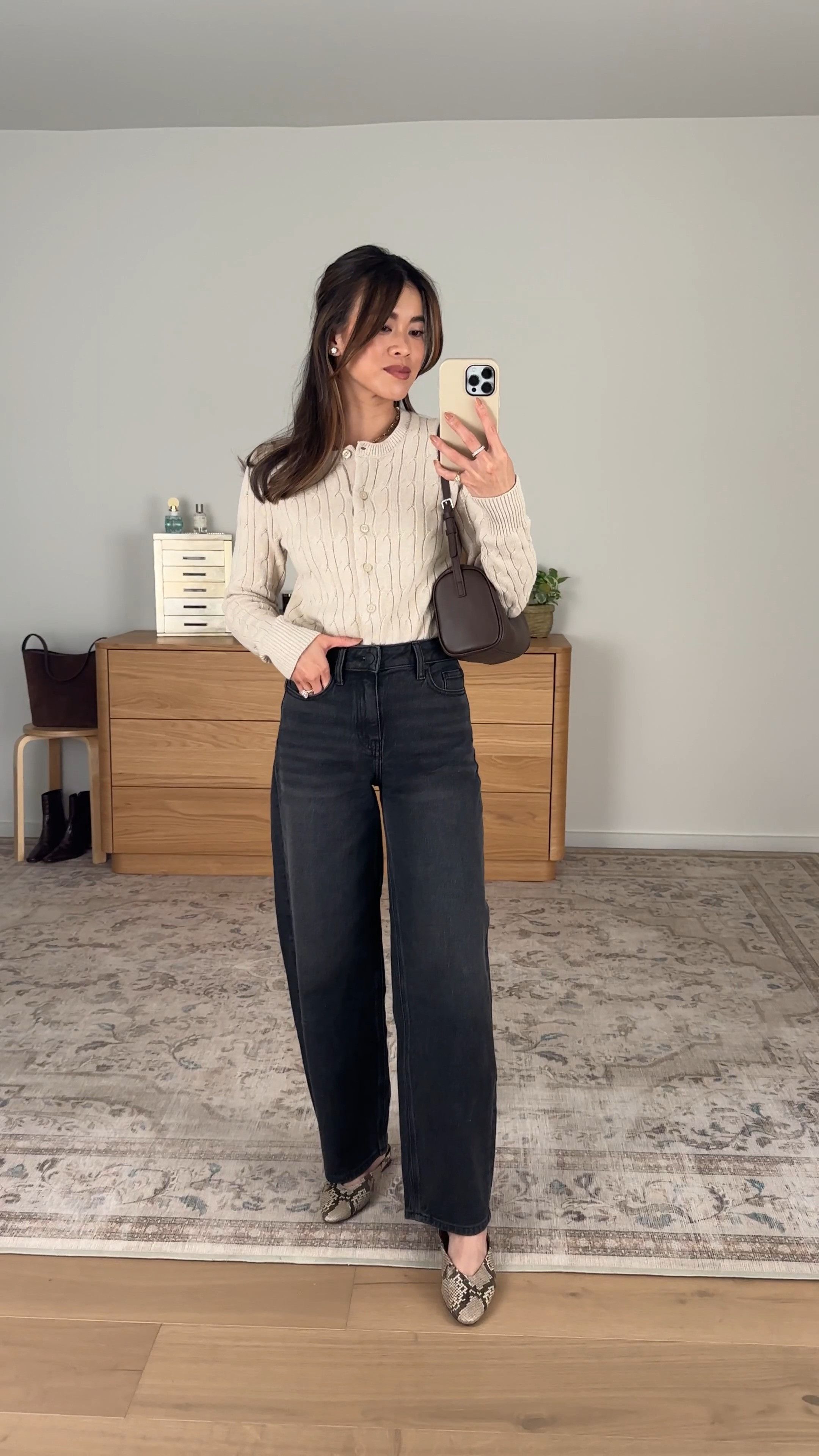 @Quince has the perfect everyday cardigans!

Sizing info:
-Quince Bella Stretch Barrel Jeans (Size 24 Regular in Black) 
-Quince 100% Organic Cotton Cable Crew Cardigan (Size XS in Speckled Beige)

petite fashion, get dressed with me, outfit inspiration, ootd, nashville outfit, Nashville influencer, petite style, vacation style, casual outfits, mom style, petite pants, fall outfits, fall outfit info, fall pants, fall outfit idea, fall top, fall sweater, fall shoes, quince, summer top, petite jeans, quince, quince jeans, quince haul, summer sweater, cream sweater, petite jeans, black jeans, black denim

#LTKootd #LTKSeasonal #LTKPetite