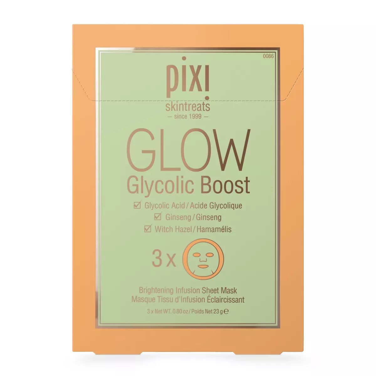 Pixi by Petra GLOW Glycolic Boost Brightening Face Sheet Mask - 3ct - 0.8oz | Target
