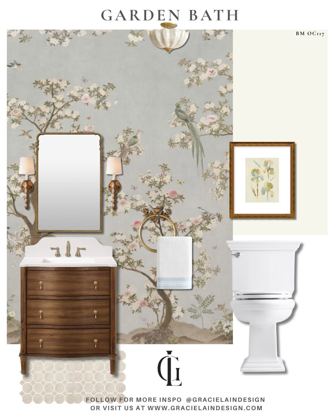 A powder room may be the smallest space in the home, but it has the power to make the biggest impression. 🌿✨
Wrapped in a dreamy chinoiserie garden mural and layered with warm brass, rich wood tones, and timeless details, this little jewel box feels like stepping into a secret garden. Every element was chosen to create a space that feels collected, elegant, and effortlessly luxurious—proving that even the smallest rooms deserve extraordinary design.
It's a reminder that beauty isn't measured by square footage. Sometimes, the most unforgettable spaces are the ones guests least expect.
Discover more timeless interiors and design inspiration at gracielaindesign.com.
#LTKHome #PowderRoom #Chinoiserie #WallpaperLove #InteriorDesign #LuxuryInteriors #ClassicDesign #GardenInspired #BrassDetails #TimelessStyle #HomeDecor #ElegantInteriors #DesignerDetails #TraditionalHome #MoodyInteriors #BeautifulHomes #InteriorInspo #GracielainDesign 

 #LTKHome #LTKSaleAlert