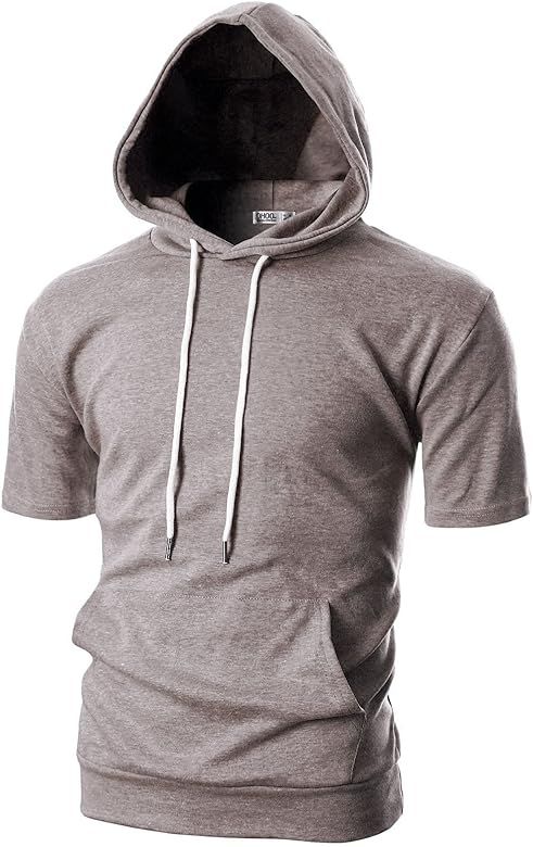 Mens Slim Fit Short Sleeve Lightweight Hoodie with Kanga Pocket | Amazon (US)