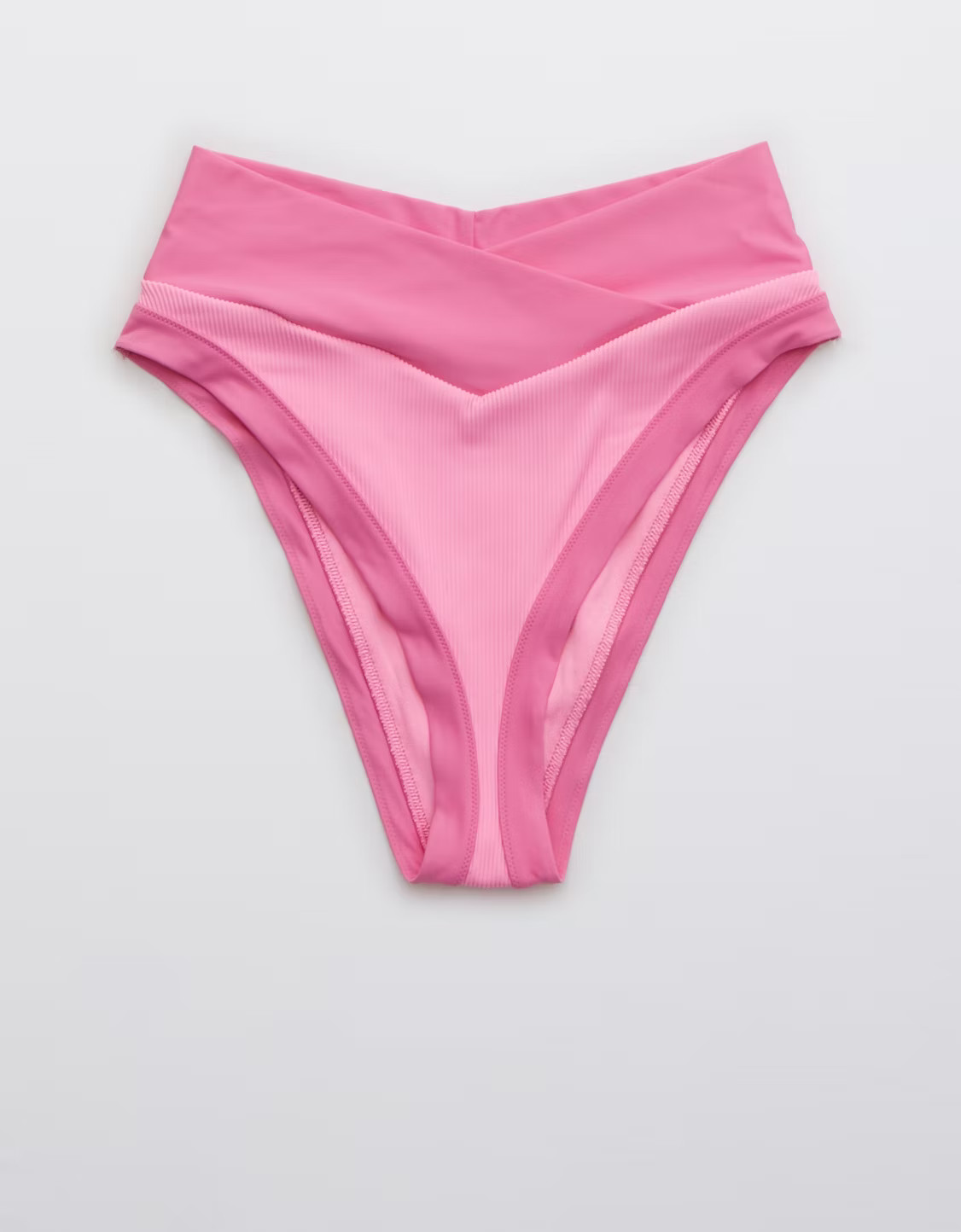 Aerie Ribbed Mix Crossover High Cut Cheeky Bikini Bottom | American Eagle Outfitters (US & CA)