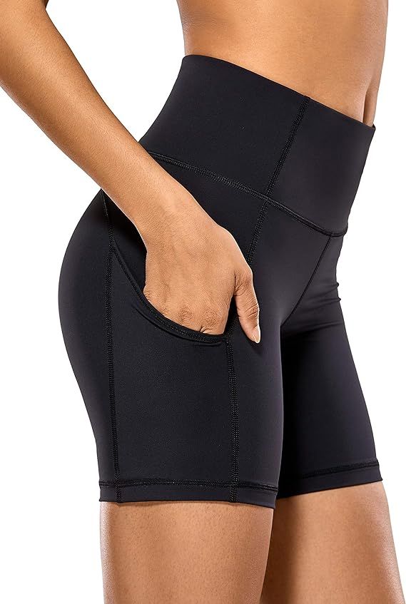 CRZ YOGA Women's Naked Feeling Light Running Shorts 6 Inches - High Waisted Gym Biker Compression... | Amazon (US)