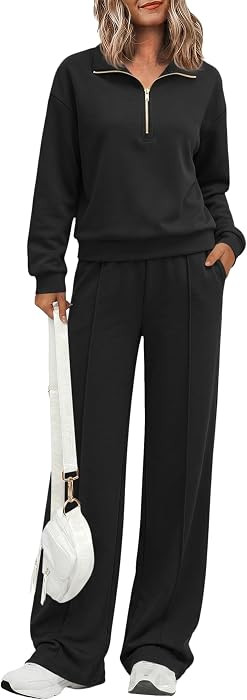 Half Zip Pullover Sweatshirts, Wide Leg Pants Pockets, Matching Workout Tracksuits, Airport Trave... | Amazon (US)