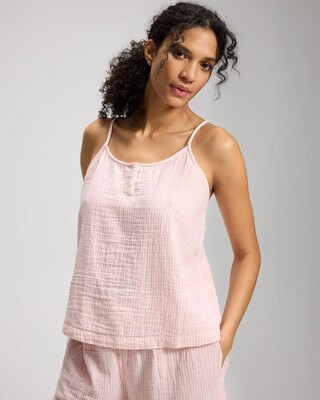 Women's Cotton Gauze Pajama Cami in Pink size Medium | Soma Mother's Day Pajamas | SOMA
