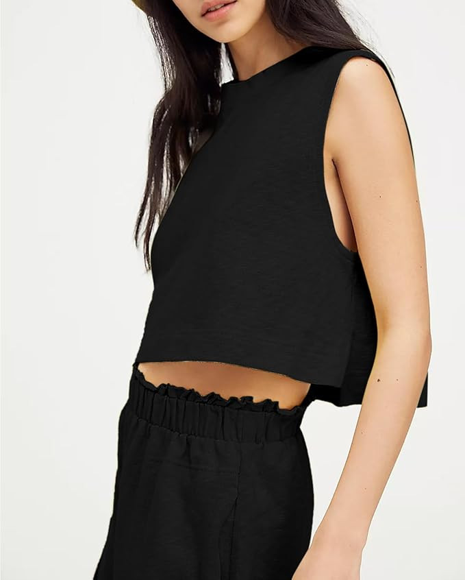 Lounge Sets for Women Summer 2 Piece Outfits Sleeveless Tank Tops Matching Shorts Workout Set Bea... | Amazon (US)