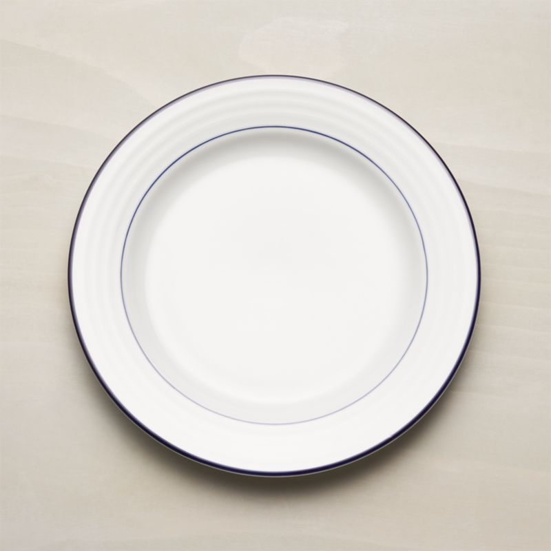 Roulette Blue Rimmed Plate + Reviews | Crate and Barrel | Crate & Barrel