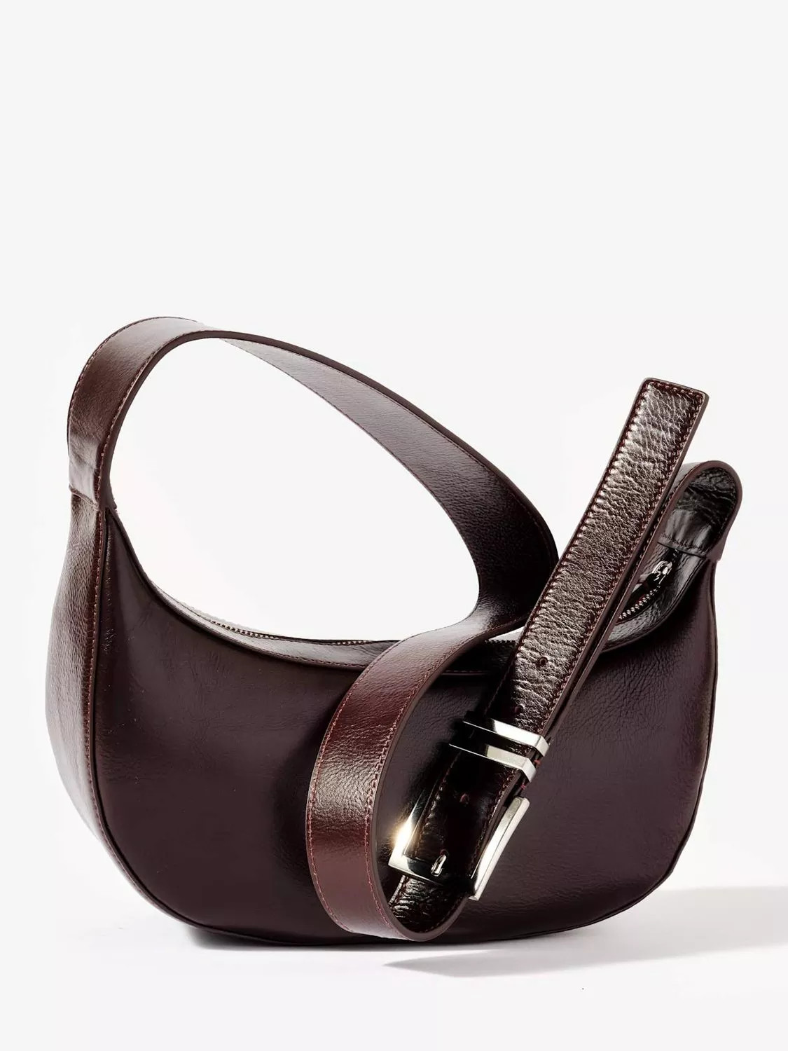 Mint Velvet Leather Sling Shoulder Bag, Burgundy | John Lewis (UK)