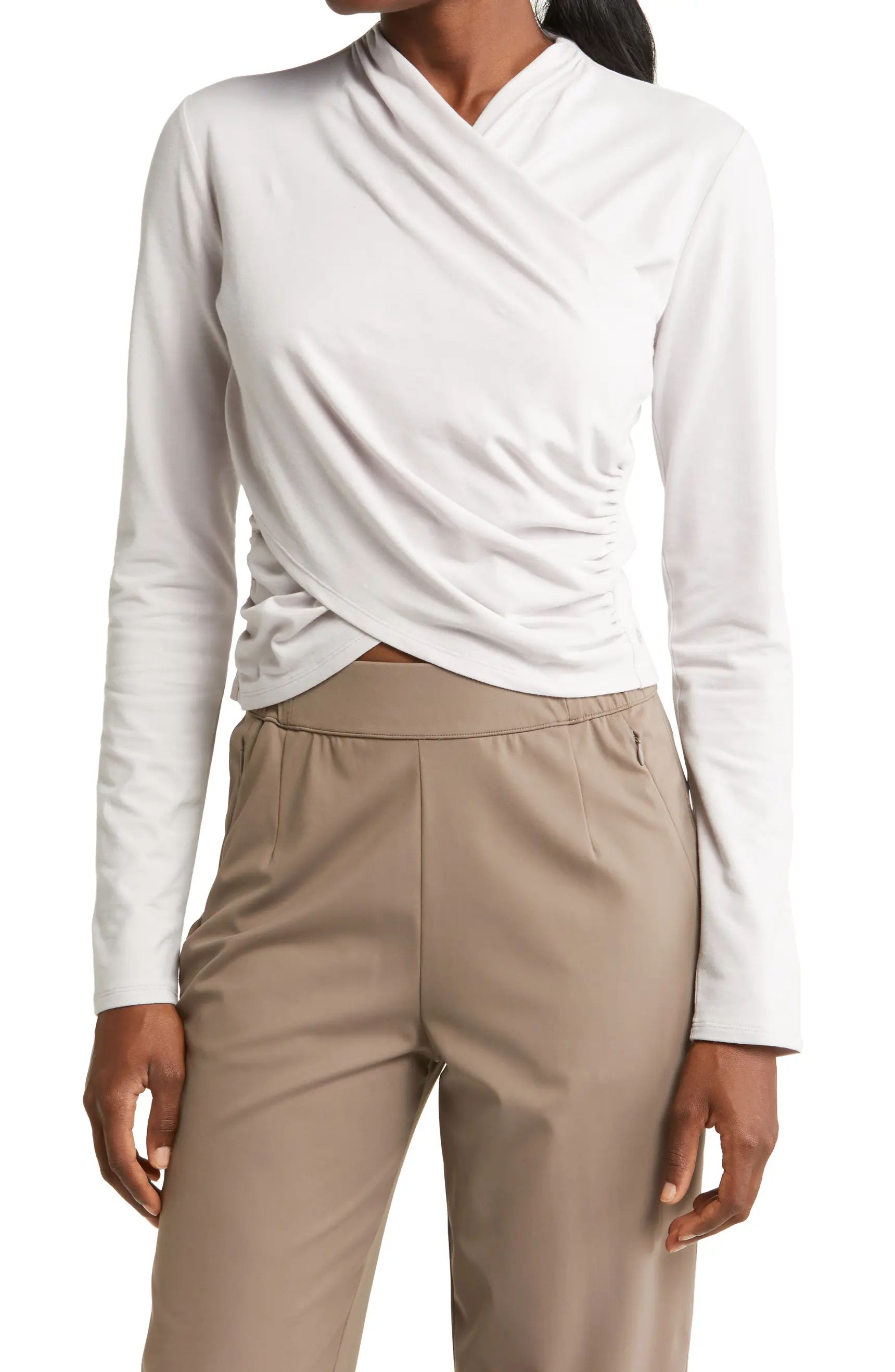 Wrap Long Sleeve Pima Blend Tee | Nordstrom