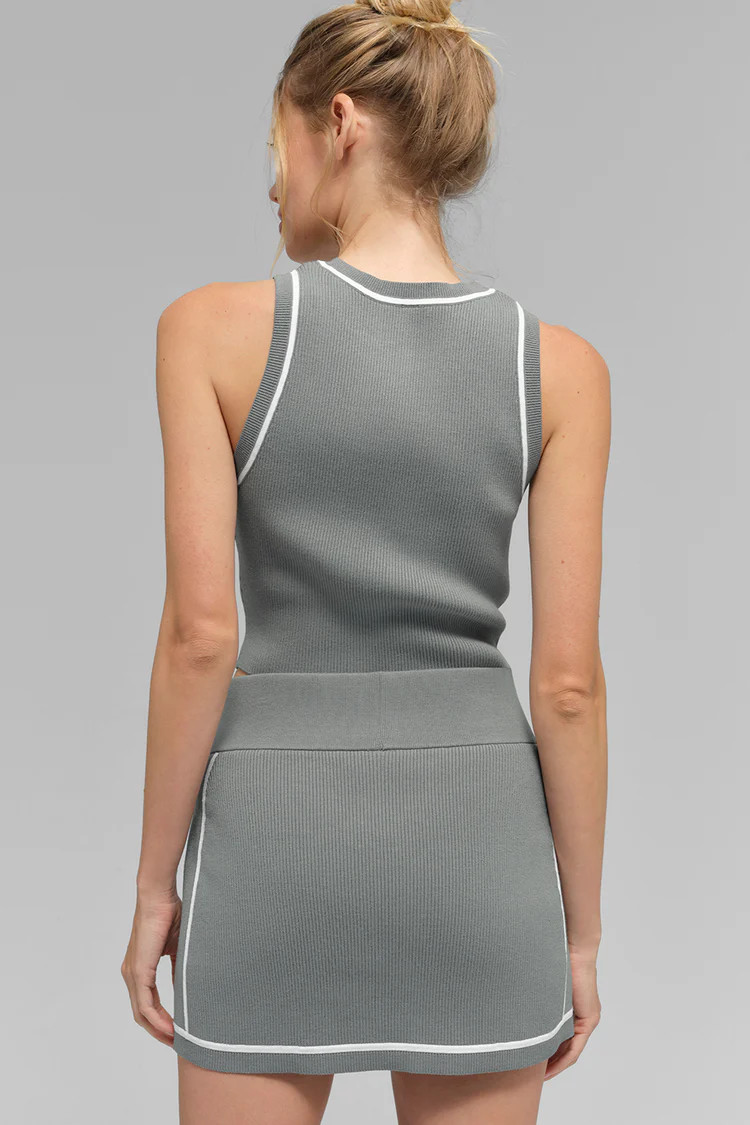 Ribbed Sweater Knit Highline Cropped Tank - Lunar Grey/White | Alo Yoga (US)