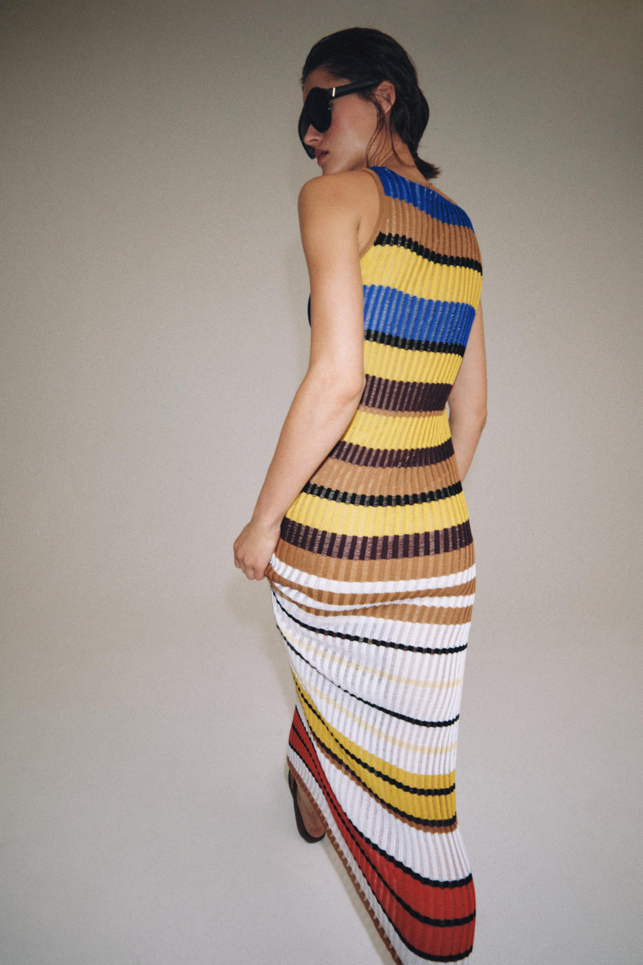 STRIPED LONG KNIT DRESS | Zara US