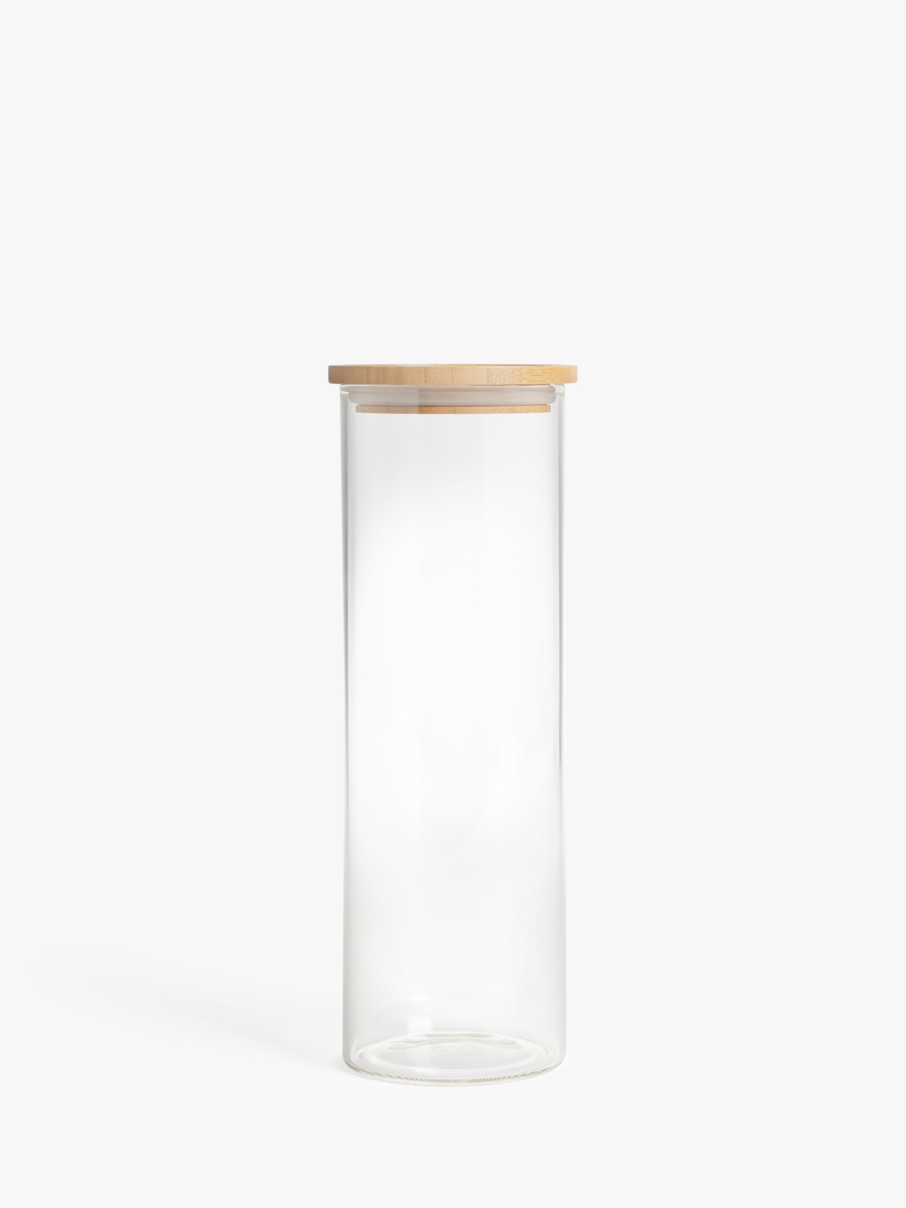 John Lewis & Partners Tall Glass Storage Jar with Bamboo Lid, 1.6L, Clear/Natural | John Lewis (UK)