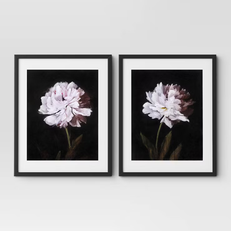 (Set of 2) 16" x 20" Matted Floral Stems Framed Print Black - Threshold™ | Target