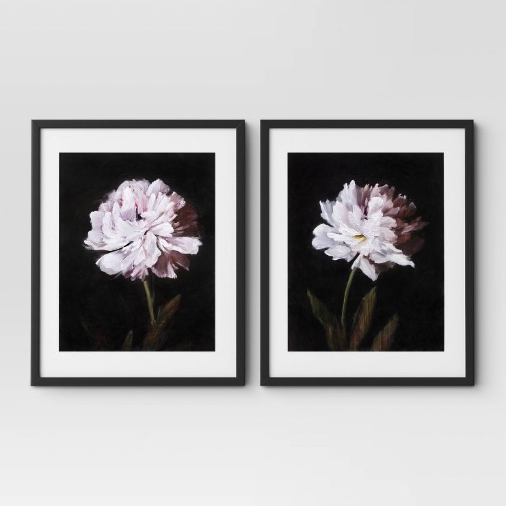 (Set of 2) 16" x 20" Matted Floral Stems Framed Print Black - Threshold™ | Target