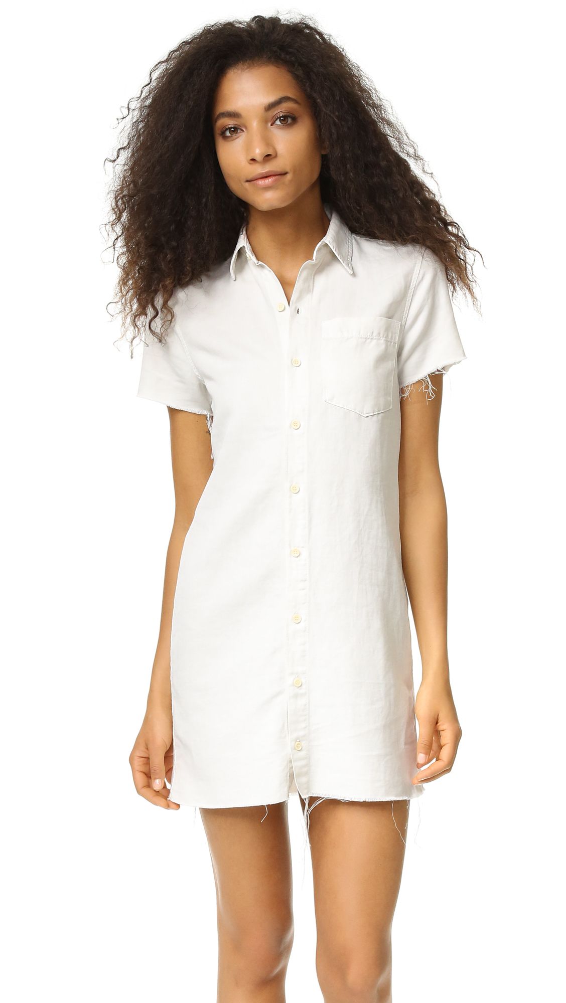 Mother The Frenchie Fray Dress - Dove White | Shopbop