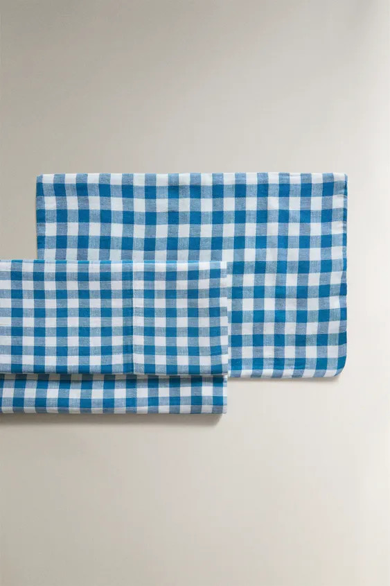 CHECKED CRIB FLAT SHEET AND PILLOWCASE SET | Zara US