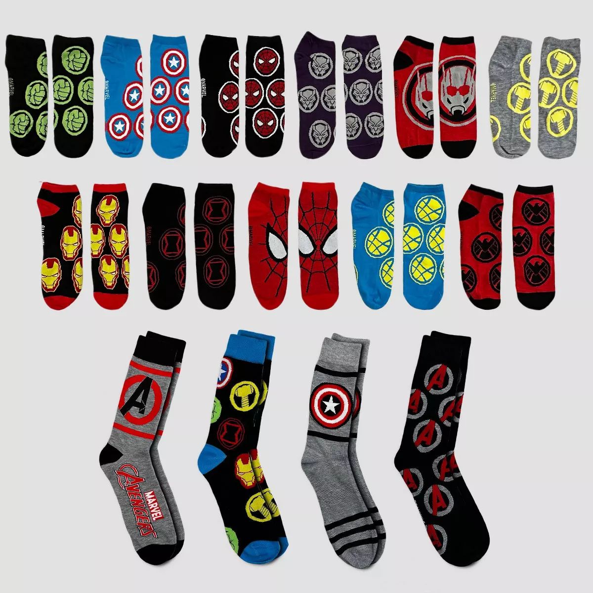 Men's Marvel Avengers 15 Days of Socks Advent Calendar - Assorted Colors 6-12 | Target