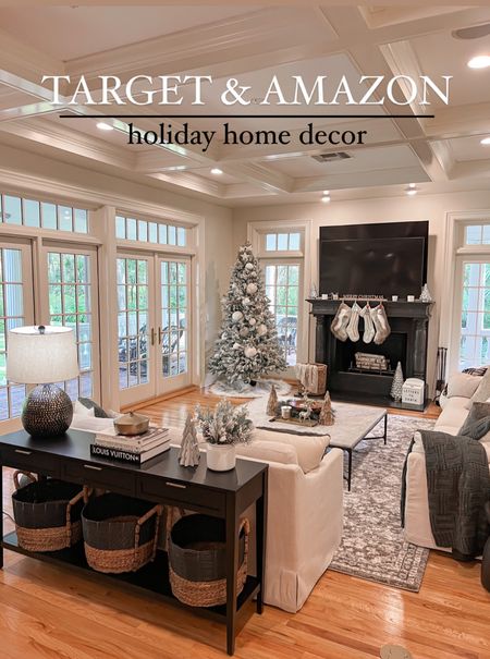 Target holiday home decor 
Living room couch, throw pillows, knot blanket, Christmas decor 

#targethome #holiday #christmas #homedecor #laurabeverlin 

#LTKHoliday #LTKhome #LTKsalealert
