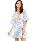 Click for more info about Floerns Women's Summer V Neck Short Sleeve Dress Button Down Striped Mini Dress with Tie Belt