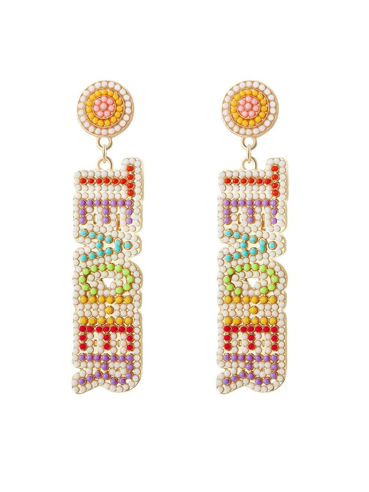 1pair Bohemian Style Beaded & Oil Drip TEACHER Drop Earrings as Teacher's Day Gift For Campus Fas... | SHEIN