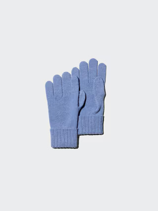 Women's Cashmere Knitted Gloves Blue Large UNIQLO US | UNIQLO (US)