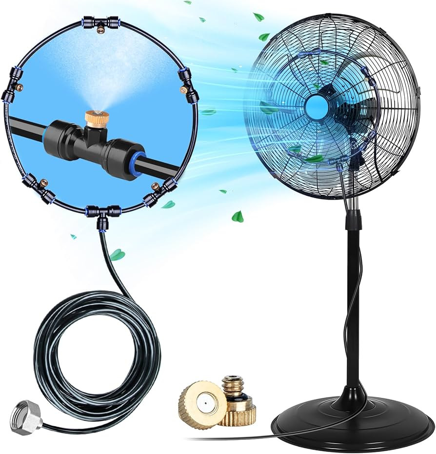 homenote Fan Misting Kit for a Cool Patio Breeze 16.4FT (5M) Misting Line &5 Removable Brass Nozz... | Amazon (US)