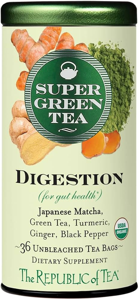 The Republic of Tea - Organic Digestion SuperGreen Tea Tin, 36 Tea Bags, Naturally Caffeinated Ja... | Amazon (US)